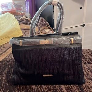 Black/Blue handbag 3 piece with a crossbody strap